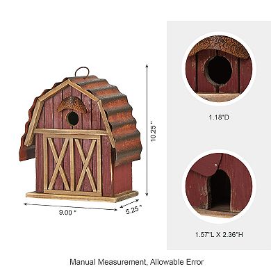 Glitzhome 10.2" H Rustic Bird House Outdoor Garden
