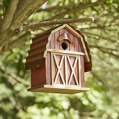 Glitzhome 10.2" H Rustic Bird House Outdoor Garden