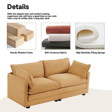 SERWALL Corduroy Living Room Sectional Sofa - Loveseats