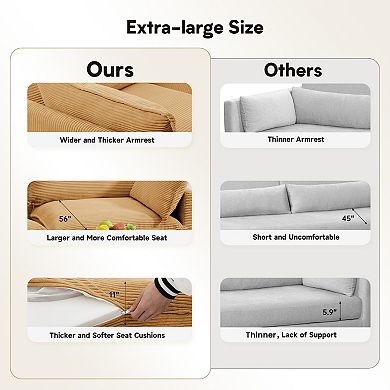 SERWALL Corduroy Living Room Sectional Sofa - Loveseats