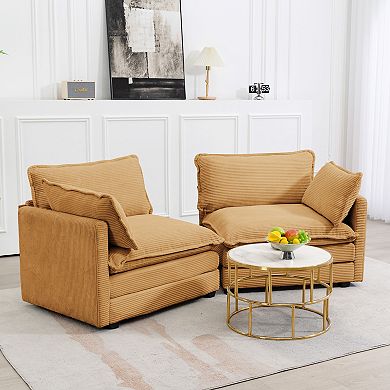 SERWALL Corduroy Living Room Sectional Sofa - Loveseats