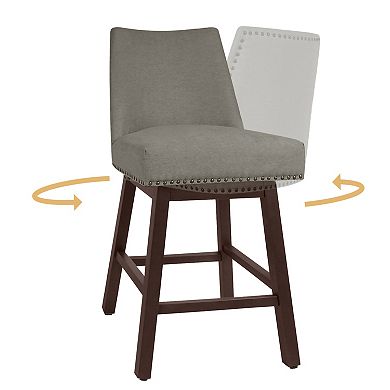 SERWALL Counter Height Bar Stools Set Of 2, 30 Inch 360° Swivel Upholstered Bar Stools With Backs