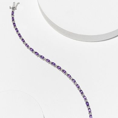 Classic Treasures Sterling Silver Birthstone Diamond Accent Tennis Bracelet