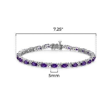 Classic Treasures Sterling Silver Birthstone Diamond Accent Tennis Bracelet