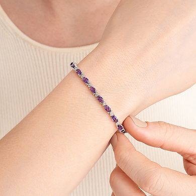 Classic Treasures Sterling Silver Birthstone Diamond Accent Tennis Bracelet