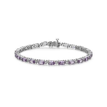 Classic Treasures Sterling Silver Birthstone Diamond Accent Tennis Bracelet