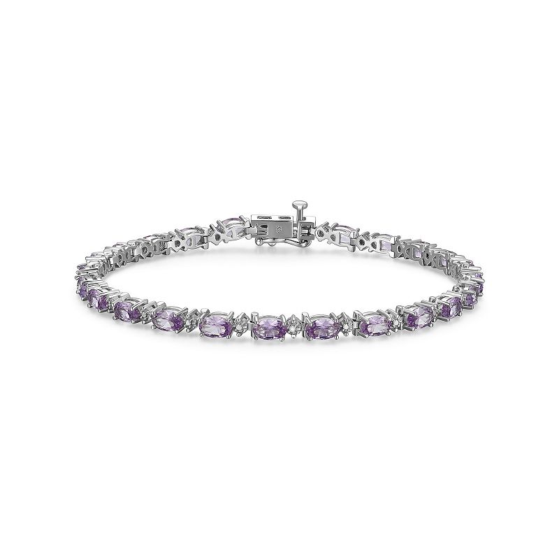 Classic Treasures Sterling Silver Birthstone Diamond Accent Tennis Bracelet, Women's, 