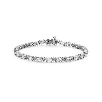 Classic Treasures Sterling Silver Birthstone Diamond Accent Tennis Bracelet
