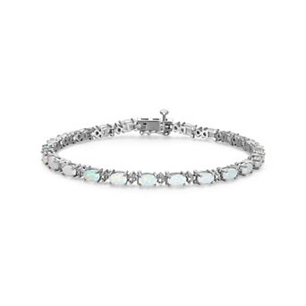 Classic Treasures Sterling Silver Birthstone Diamond Accent Tennis Bracelet
