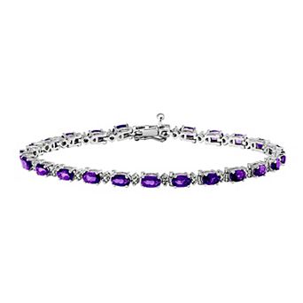 Classic Treasures Sterling Silver Birthstone Diamond Accent Tennis Bracelet