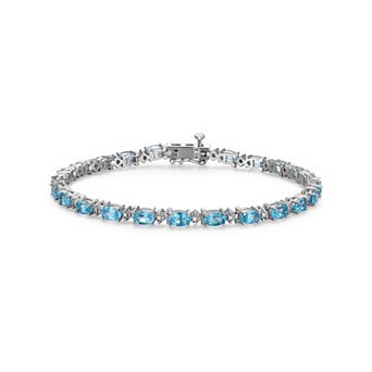 Classic Treasures Sterling Silver Birthstone Diamond Accent Tennis Bracelet