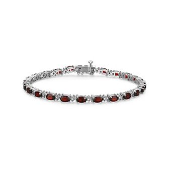 Classic Treasures Sterling Silver Birthstone Diamond Accent Tennis Bracelet
