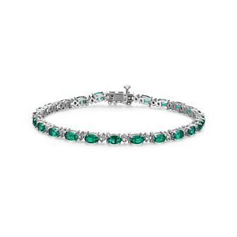 Classic Treasures Sterling Silver Birthstone Diamond Accent Tennis Bracelet