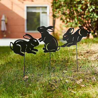 Glitzhome Easter Garden Stake, 16''h Metal Bunny Yard Sign Stake