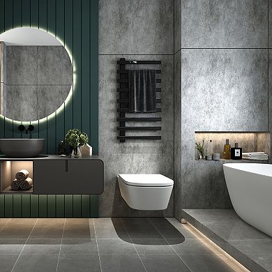 Electric Heated Towel Rack Wall Mounted Drying Rack, Stainless Steel Towel Warmer 9 Bars