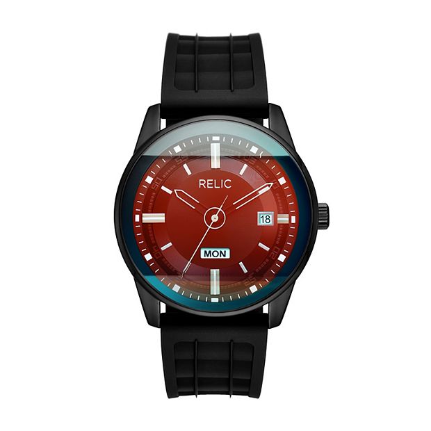 Relic by Fossil Men s Evert Black Silicone Laser Crystal Watch