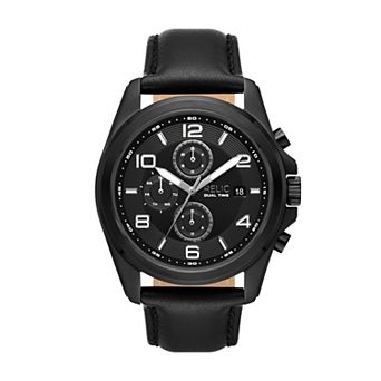Relic by Fossil Men's Daley Black Leather Strap Watch