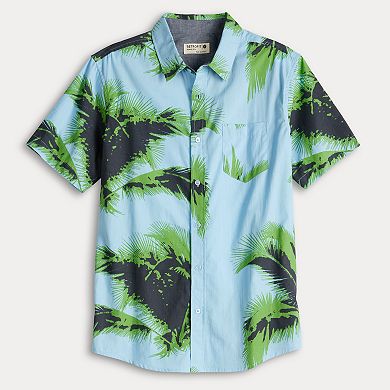 Men's Retrofit Short Sleeve Button Up Woven Tee