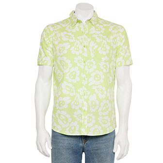 Men's Retrofit Short Sleeve Button Up Woven Tee