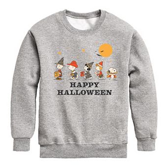 Boys 8-20 Peanuts Retro Happy Halloween Group Crew Fleece Sweatshirt