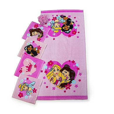 Disney Princess Belle, Cinderella, Jasmine, and Rapunzel 6-Piece Bath Set