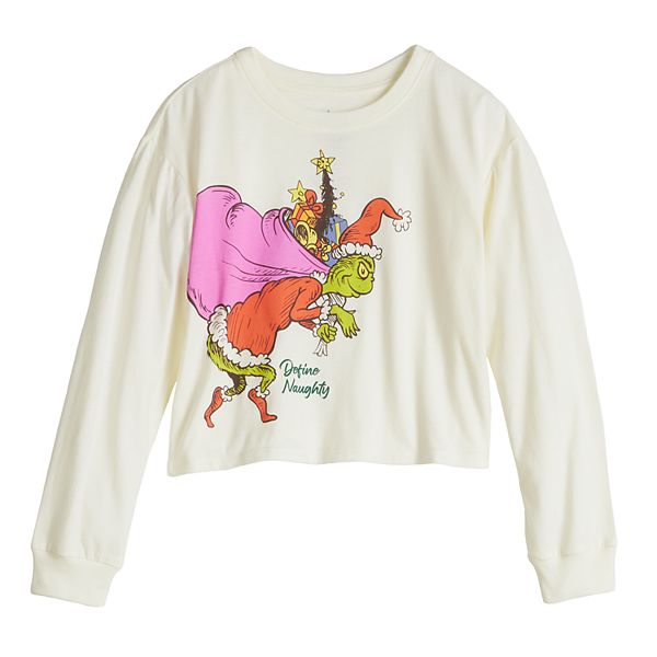 Girls 7-16 The Grinch Long Sleeve Graphic Top - Ivory (LARGE)