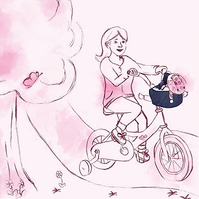 Gotz Bike Seat Blue Clouds - for Dolls up to 20" - Attaches to Handlebars of Any Size Bike (No Hardware Needed)