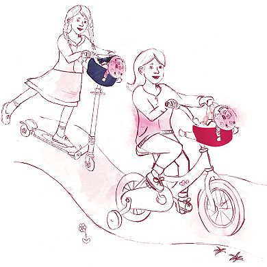 Gotz Bike Seat Blue Clouds - for Dolls up to 20" - Attaches to Handlebars of Any Size Bike (No Hardware Needed)