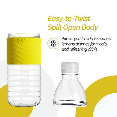 Copco Hydra Water Bottle 16.9 Ounce Non Slip Sleeve Bpa Free Tritan Plastic Reusable