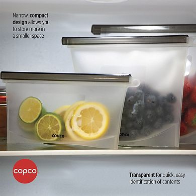 Copco Silicone Food Grade Reusable Storage Bag, Air-Tight, Freezer-Safe, BPA-Free - 9" x 6.9"
