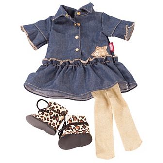 Gotz Golden Coolness Combo Outfit with Denim Dress, Tights and Animal Print Boots for 18 - 19.5" Standing Dolls