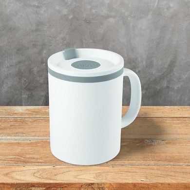Copco Iconic Double Wall Insulated Travel Desk Mug With Lid Handle, 16 Ounce Gray - White/gray