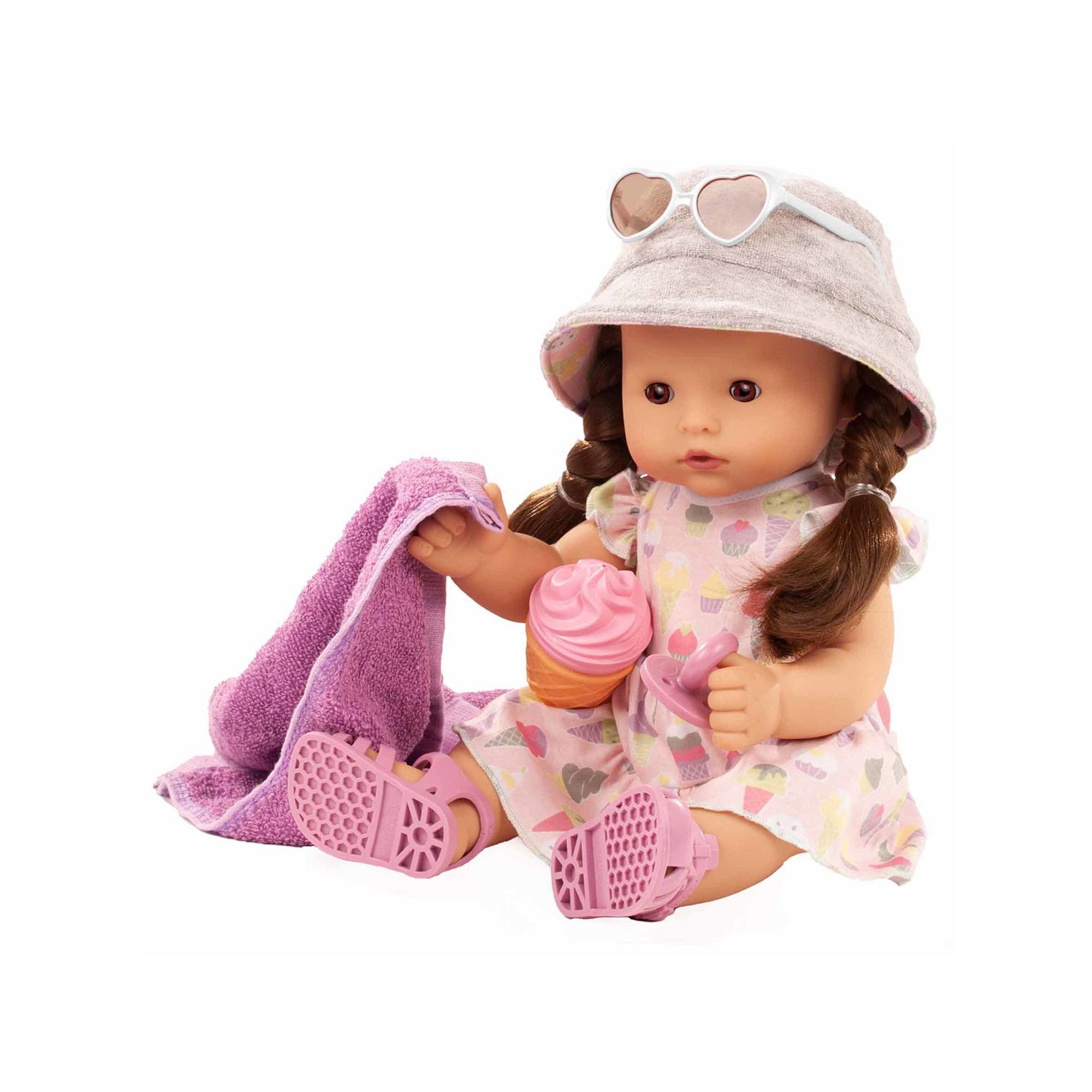 Gotz Maxy Aquini Popsicle - 16.5 All Vinyl Bath Baby Doll with Brown Hai