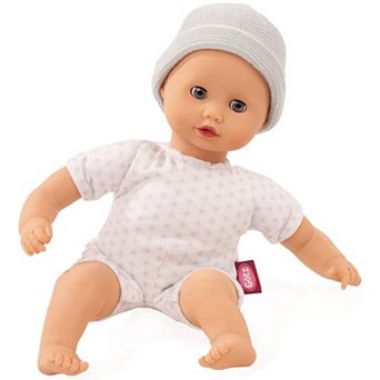Gotz Muffin to Dress 13" Soft Body Baby Doll with Blue Sleeping Eyes and Grey Cap