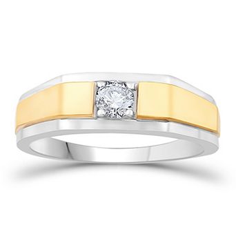 Galaxie Solaire 10k Gold Two Tone 1/4 Carat T.W. Lab-Grown Diamond Men's Ring