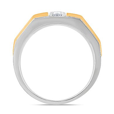 Galaxie Solaire 10k Gold Two Tone 1/4 Carat T.W. Lab-Grown Diamond Men's Ring
