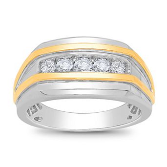 Galaxie Solaire 10k Gold Two Tone 1/2 Carat T.W. Lab-Grown Diamond Men's Ring