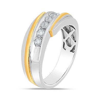 Galaxie Solaire 10k Gold Two Tone 1/2 Carat T.W. Lab-Grown Diamond Men's Ring