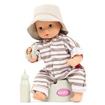 Gotz Aquini Potty Baby Doll 13" Drink & Wet Waterproof Doll, Potty Seat, Bottle & Pacifier