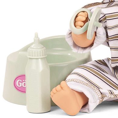 Gotz Aquini Potty Baby Doll 13" Drink & Wet Waterproof Doll, Potty Seat, Bottle & Pacifier