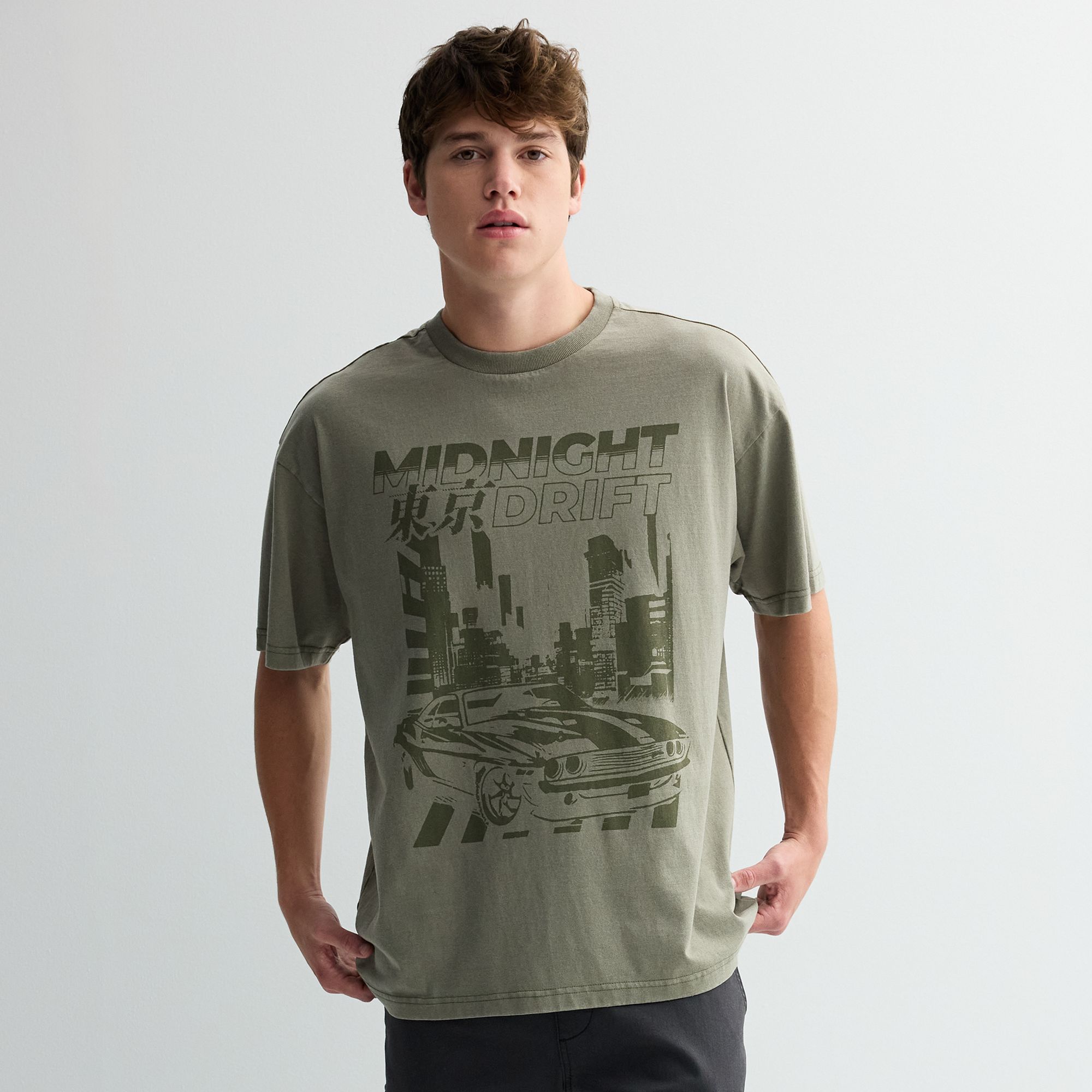 Mens Hollywood Midnight Drift Short Sleeve Oversized Graphic Tee, Size: Me