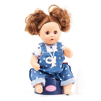 Gotz Aquini Girl Potty Baby Doll 13" Drink & Wet Waterproof Doll, Potty Seat and Accessories