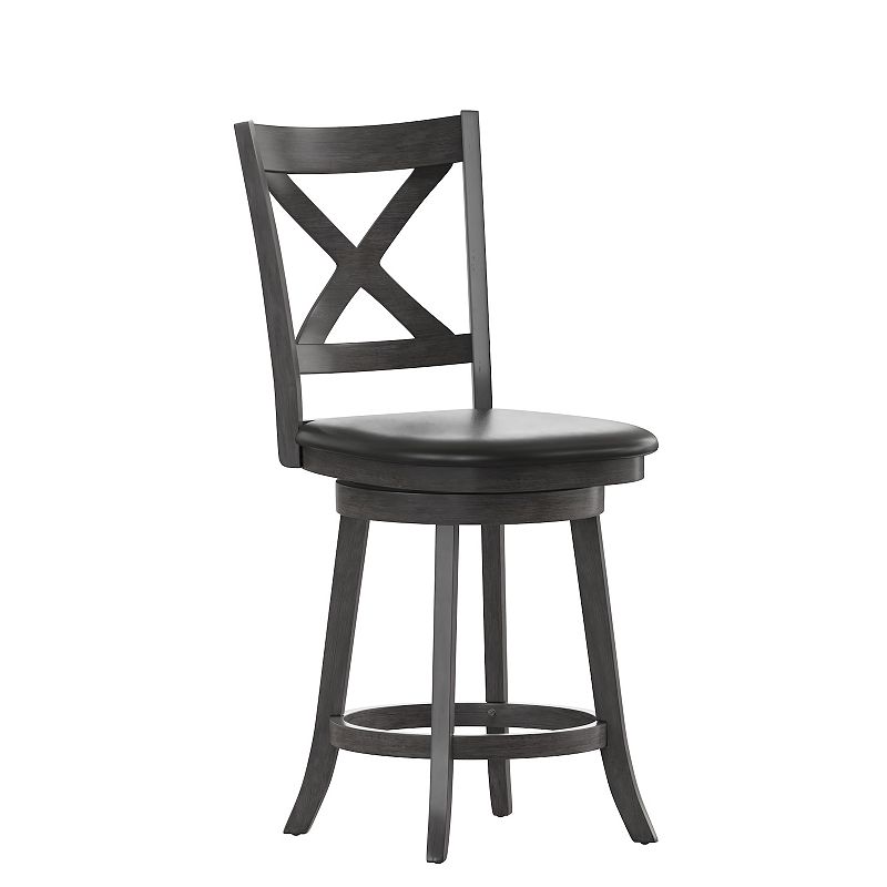 Flash Furniture Felicity Commercial Grade Swivel Barstool, Black Gray Wash Brown