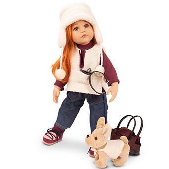 Gotz Hannah and her Dog 19" Multi-Jointed Standing Baby Doll and Accessories