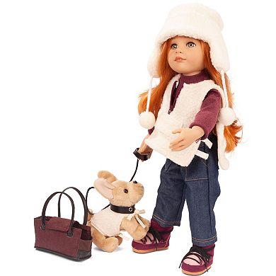 Gotz Hannah and her Dog 19" Multi-Jointed Standing Baby Doll and Accessories