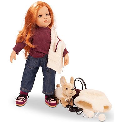 Gotz Hannah and her Dog 19" Multi-Jointed Standing Baby Doll and Accessories