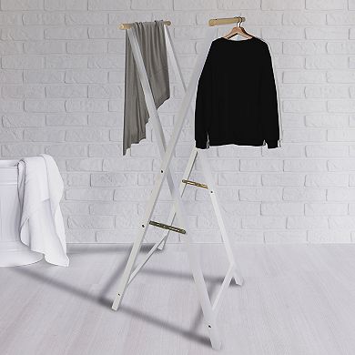 Casual Home Wood Folding Clothing Garment Rack
