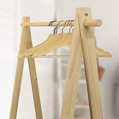 Casual Home Solid Wood Collapsible Clothing Garment Rack