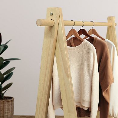 Casual Home Solid Wood Collapsible Clothing Garment Rack