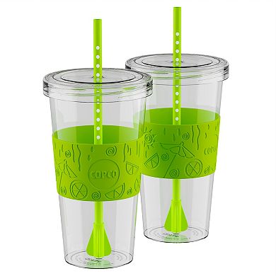 Copco Sierra 2-pack 24 Oz. Iced Beverage Tumbler Cup With Straw & Spill Resistant Lid